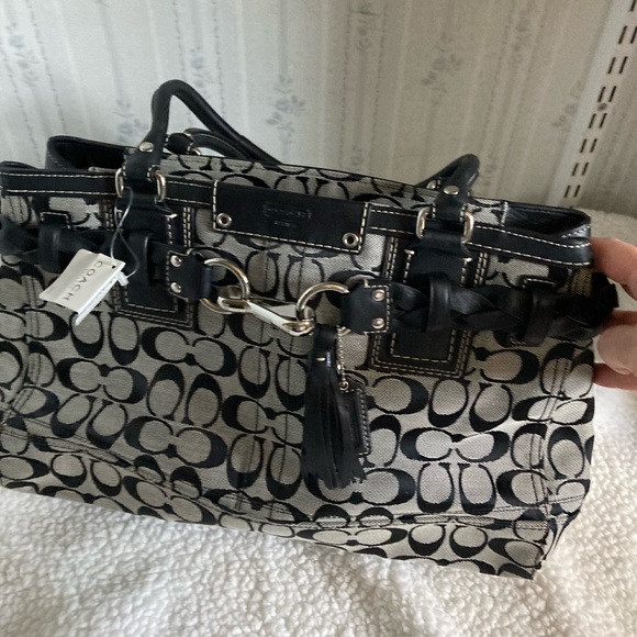 NWTCoach Black and White Signature satchel
